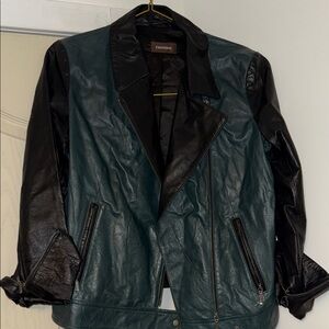 Danier Black and Green Leather Jacket